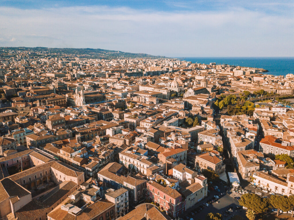 aerial view of the buildings in catania, italy